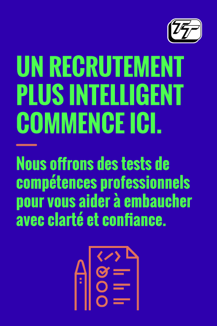 Un recrutement plus intelligent commence ici. Nous offrons des tests de compétences professionnels pour vous aider à embaucher avec clarté et confiance.